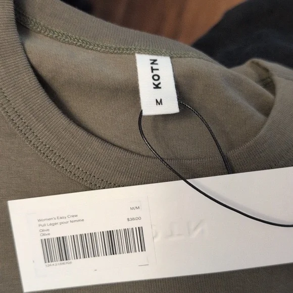 KOTN Women's T-Shirt Easy Crew Olive Sz S & L NWT - Picture 2 of 10